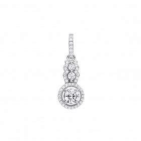 Silver CZ Fancy Drop Pendant