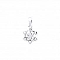 Silver CZ Hexagon Fancy Pendant