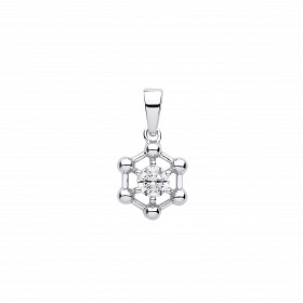 Silver CZ Hexagon Fancy Pendant