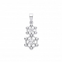 Silver CZ Double Hexagon Fancy Pendant