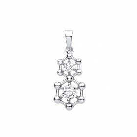 Silver CZ Double Hexagon Fancy Pendant