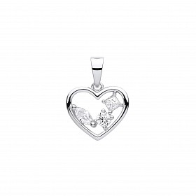 Silver CZ Fancy Heart Pendant
