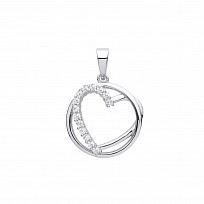 Silver CZ Fancy Heart Pendant
