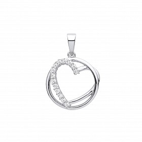 Silver CZ Fancy Heart Pendant