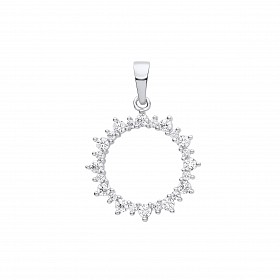 Silver CZ Fancy Circle Pendant