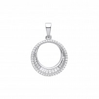 Silver CZ Fancy Circle Pendant