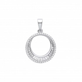 Silver CZ Fancy Circle Pendant