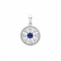 Silver CZ & Sapphire Fancy Pendant