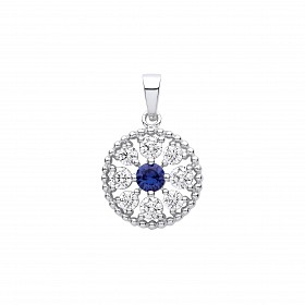 Silver CZ & Sapphire Fancy Pendant
