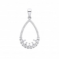 Silver CZ Fancy Pear Drop Pendant