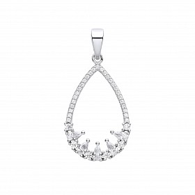 Silver CZ Fancy Pear Drop Pendant