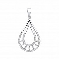 Silver CZ Fancy Pear Drop Pendant