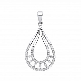 Silver CZ Fancy Pear Drop Pendant