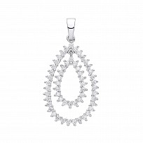 Silver CZ Fancy Pear Drop Pendant