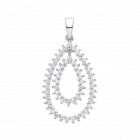 Silver CZ Fancy Pear Drop Pendant