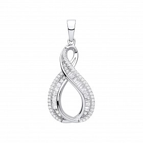 Silver CZ Twist Fancy Pendant
