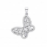 Silver CZ Fancy Butterfly Pendant