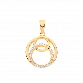 Gold Plated CZ Fancy Triple Circle Pendant