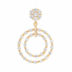 Gold Plated Fancy CZ Double Circle Pendant