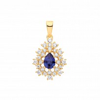 Gold Plated CZ & Sapphire Fancy Drop Pendant