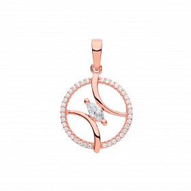 Rose Gold Plated CZ Fancy Circe Pendant