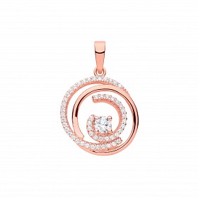 Rose Gold Plated CZ Fancy Circle Pendant