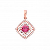 Rose Gold Plated CZ & Ruby Fancy Pendant