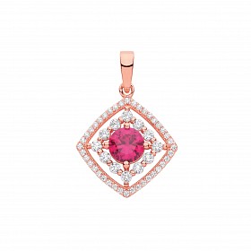 Rose Gold Plated CZ & Ruby Fancy Pendant