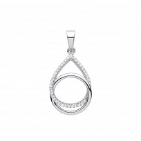 Silver CZ Entwined Tear Drop & Circle Pendant