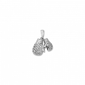 Silver CZ Double Boxing Gloves Pendant