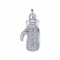 Silver CZ Small Boxing Glove Pendant