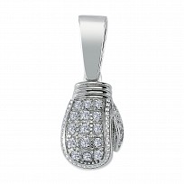 Silver CZ Medium Boxing Glove Pendant