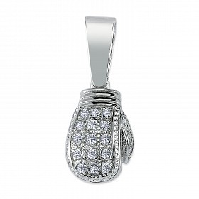 Silver CZ Medium Boxing Glove Pendant