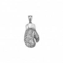 Silver CZ Large Boxing Glove Pendant