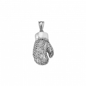 Silver CZ Large Boxing Glove Pendant
