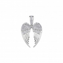 Silver CZ Angel Wings Fancy Pendant