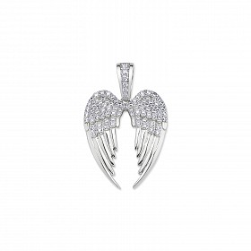 Silver CZ Angel Wings Fancy Pendant