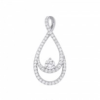 Silver CZ Fancy Double Pear Drop Pendant
