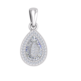 Silver Platinum Plate CZ Pear Drop Baguette Pendant
