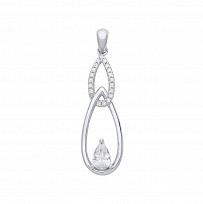 Silver CZ Fancy Drop Pendant