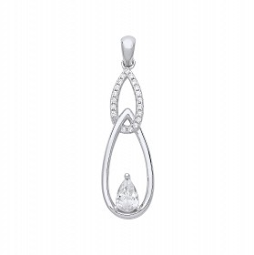 Silver CZ Fancy Drop Pendant