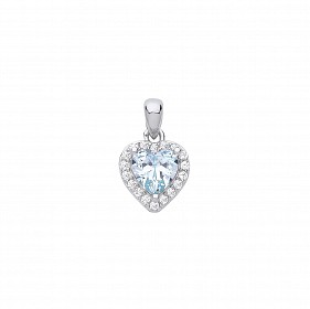 Silver CZ Topaz Heart Pendant
