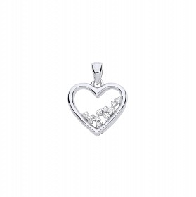 Silver CZ Cluster Heart Pendant