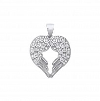 Silver CZ Heart Angel Pendant