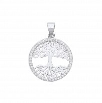 Silver CZ Tree Of Life Pendant