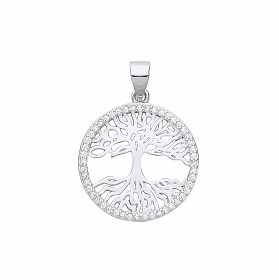 Silver CZ Tree Of Life Pendant