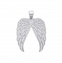 Silver CZ Angel Wings Pendant
