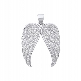 Silver CZ Angel Wings Pendant
