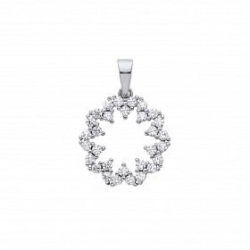 Silver CZ Cutout Circle Pendant