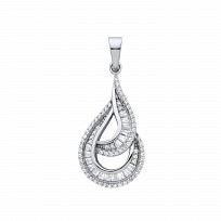 Silver CZ Fancy Tear Drop Pendant